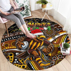 Merry Christmas AFL Hawks Round Carpet Aboriginal Santa Football Mascot