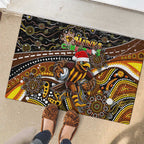 Merry Christmas AFL Hawks Rubber Doormat Aboriginal Santa Football Mascot