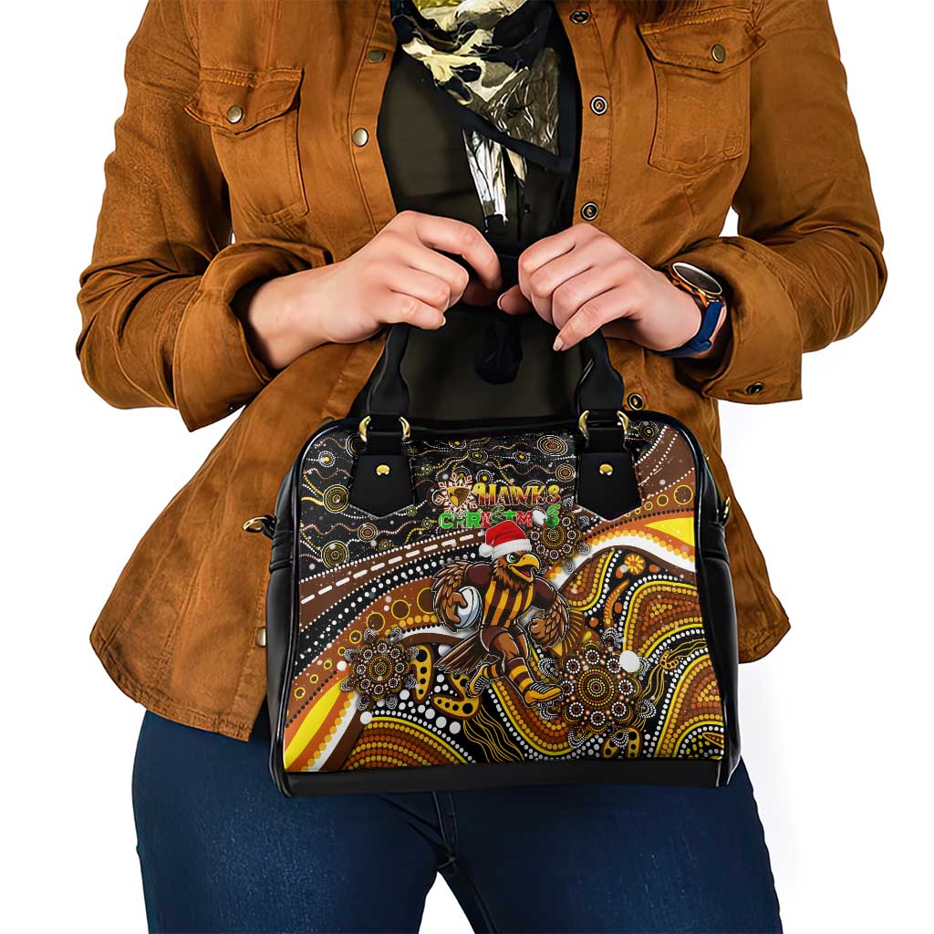 Merry Christmas AFL Hawks Shoulder Handbag Aboriginal Santa Football Mascot