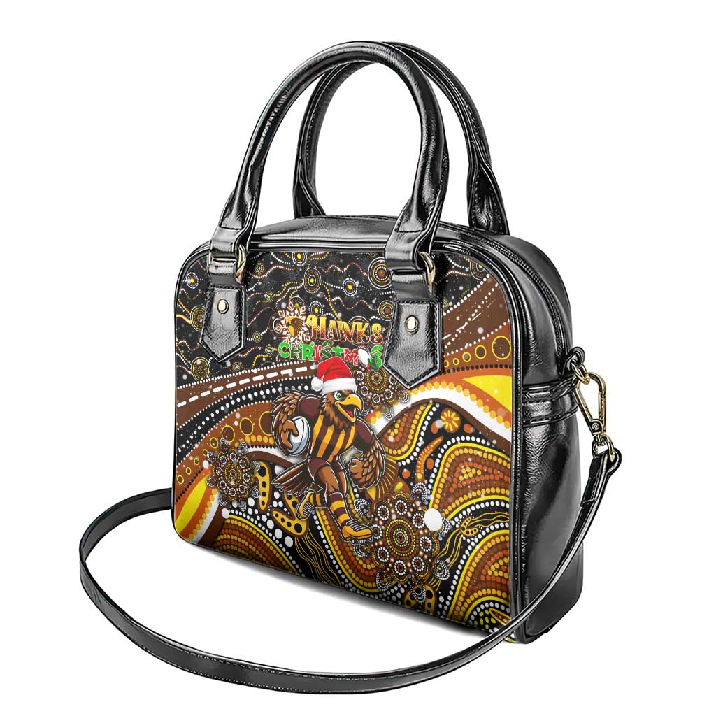 Merry Christmas AFL Hawks Shoulder Handbag Aboriginal Santa Football Mascot