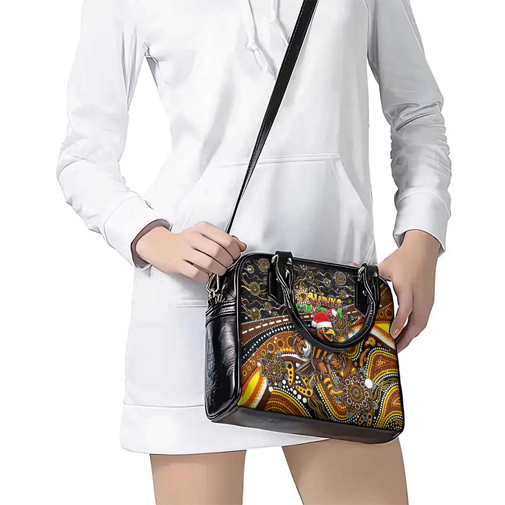 Merry Christmas AFL Hawks Shoulder Handbag Aboriginal Santa Football Mascot
