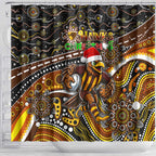 Merry Christmas AFL Hawks Shower Curtain Aboriginal Santa Football Mascot