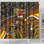 Merry Christmas AFL Hawks Shower Curtain Aboriginal Santa Football Mascot
