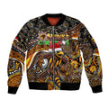 Merry Christmas AFL Hawks Sleeve Zip Bomber Jacket Aboriginal Santa Football Mascot