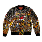 Merry Christmas AFL Hawks Sleeve Zip Bomber Jacket Aboriginal Santa Football Mascot