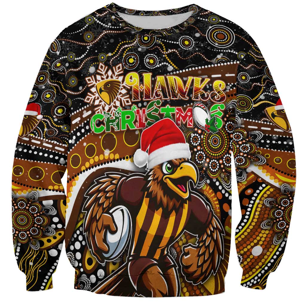 Merry Christmas AFL Hawks Sweatshirt Aboriginal Santa Football Mascot