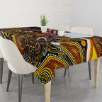 Merry Christmas AFL Hawks Tablecloth Aboriginal Santa Football Mascot