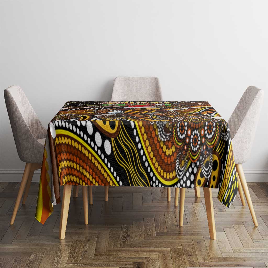 Merry Christmas AFL Hawks Tablecloth Aboriginal Santa Football Mascot