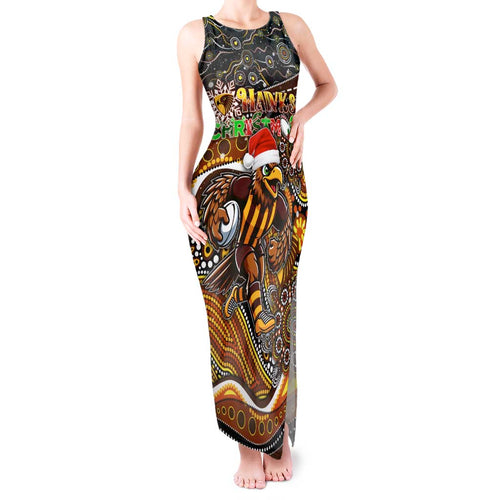 Merry Christmas AFL Hawks Tank Maxi Dress Aboriginal Santa Football Mascot