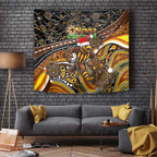 Merry Christmas AFL Hawks Tapestry Aboriginal Santa Football Mascot