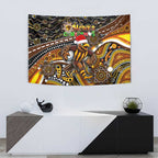 Merry Christmas AFL Hawks Tapestry Aboriginal Santa Football Mascot