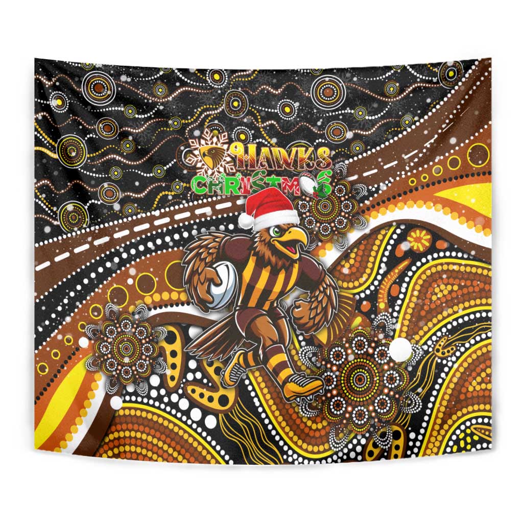 Merry Christmas AFL Hawks Tapestry Aboriginal Santa Football Mascot