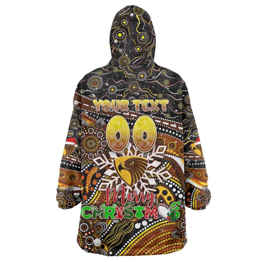 Merry Christmas AFL Hawks Wearable Blanket Hoodie Aboriginal Santa Football Mascot