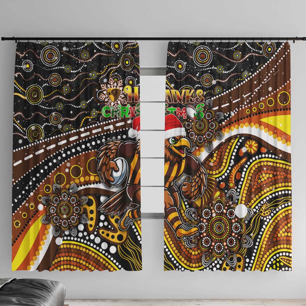 Merry Christmas AFL Hawks Window Curtain Aboriginal Santa Football Mascot