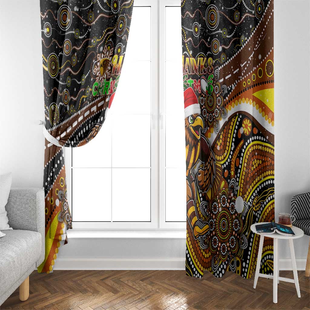 Merry Christmas AFL Hawks Window Curtain Aboriginal Santa Football Mascot