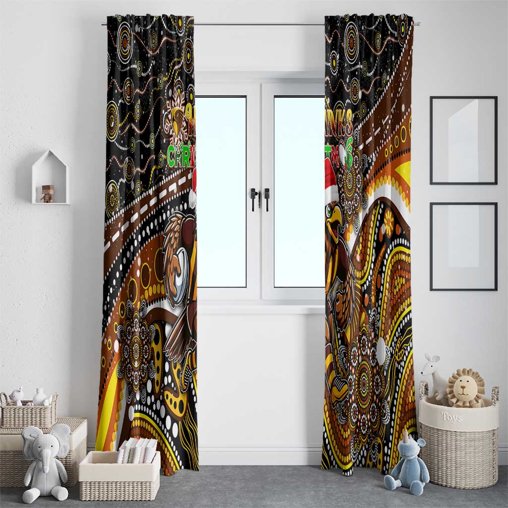 Merry Christmas AFL Hawks Window Curtain Aboriginal Santa Football Mascot