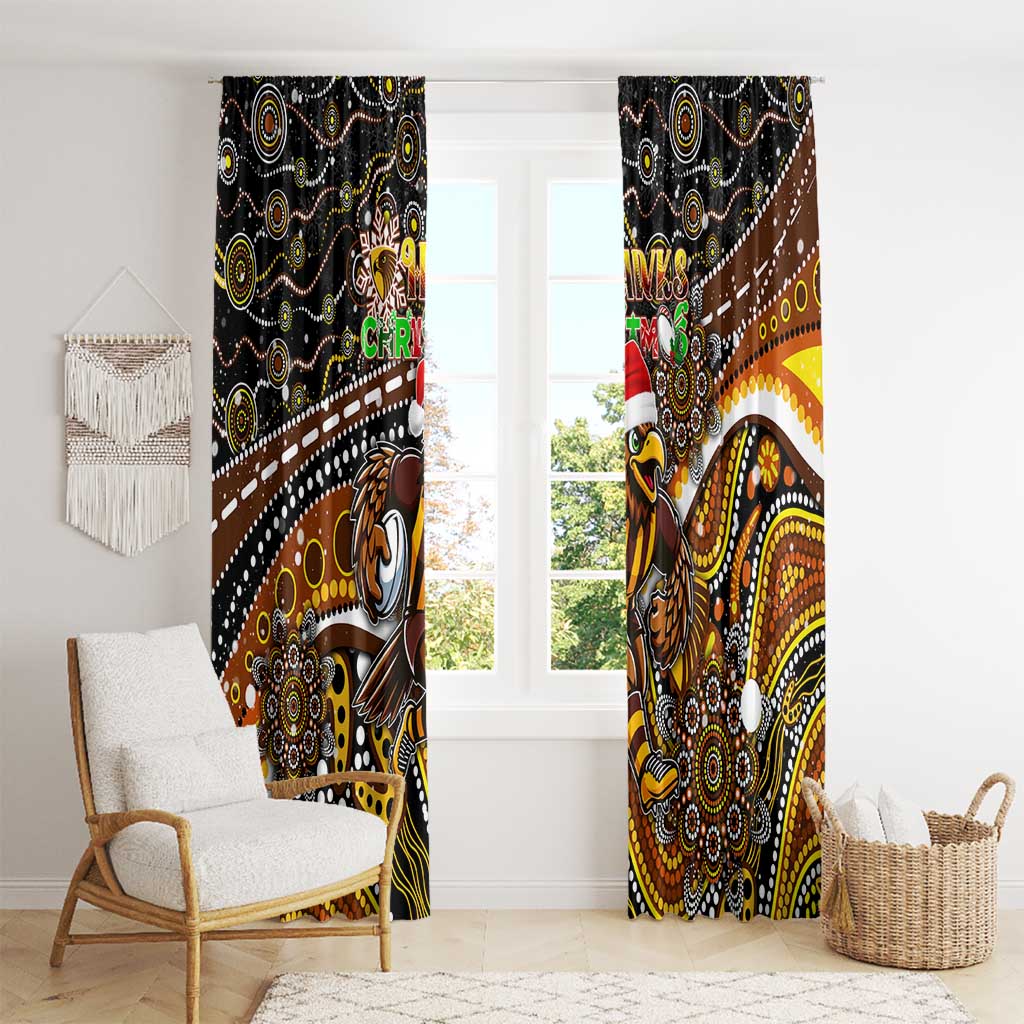 Merry Christmas AFL Hawks Window Curtain Aboriginal Santa Football Mascot