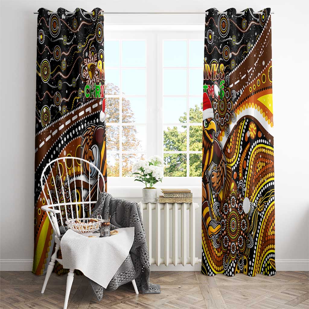 Merry Christmas AFL Hawks Window Curtain Aboriginal Santa Football Mascot