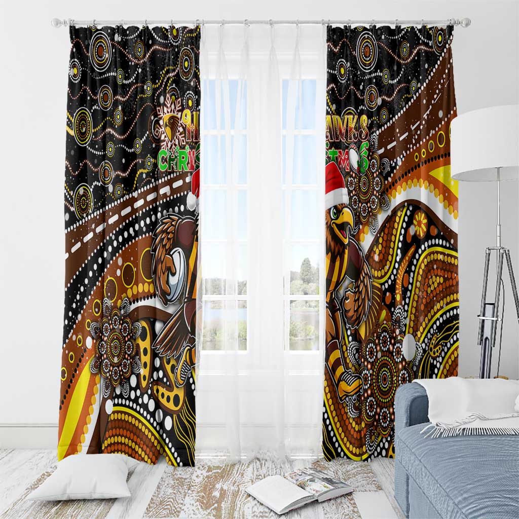 Merry Christmas AFL Hawks Window Curtain Aboriginal Santa Football Mascot