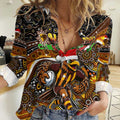 Merry Christmas AFL Hawks Women Casual Shirt Aboriginal Santa Football Mascot