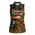 Merry Christmas AFL Hawks Women Sleeveless Polo Shirt Aboriginal Santa Football Mascot