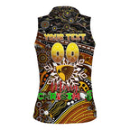 Merry Christmas AFL Hawks Women Sleeveless Polo Shirt Aboriginal Santa Football Mascot