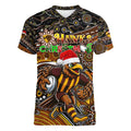 Merry Christmas AFL Hawks Women V-Neck T-Shirt Aboriginal Santa Football Mascot