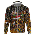 Merry Christmas AFL Hawks Zip Hoodie Aboriginal Santa Football Mascot