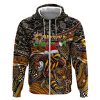 Merry Christmas AFL Hawks Zip Hoodie Aboriginal Santa Football Mascot