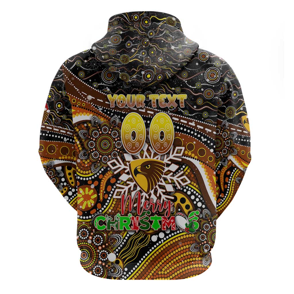 Merry Christmas AFL Hawks Zip Hoodie Aboriginal Santa Football Mascot