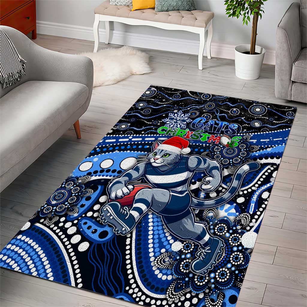 Merry Christmas AFL Cats Area Rug Aboriginal Santa Football Mascot