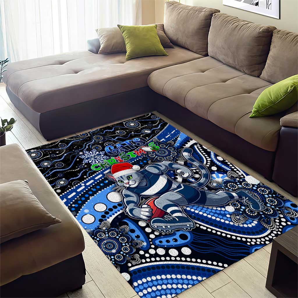 Merry Christmas AFL Cats Area Rug Aboriginal Santa Football Mascot