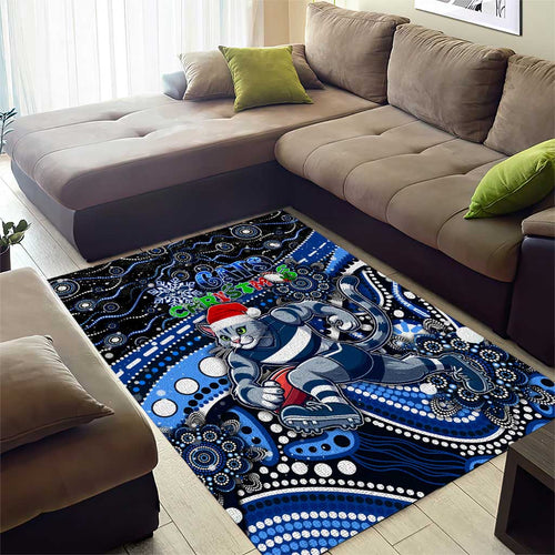 Merry Christmas AFL Cats Area Rug Aboriginal Santa Football Mascot