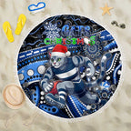 Merry Christmas AFL Cats Beach Blanket Aboriginal Santa Football Mascot