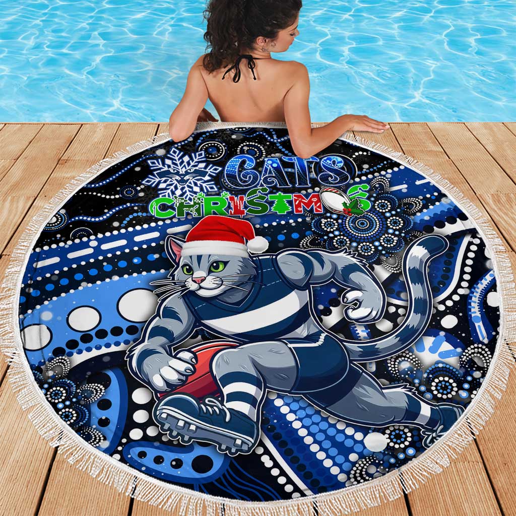 Merry Christmas AFL Cats Beach Blanket Aboriginal Santa Football Mascot