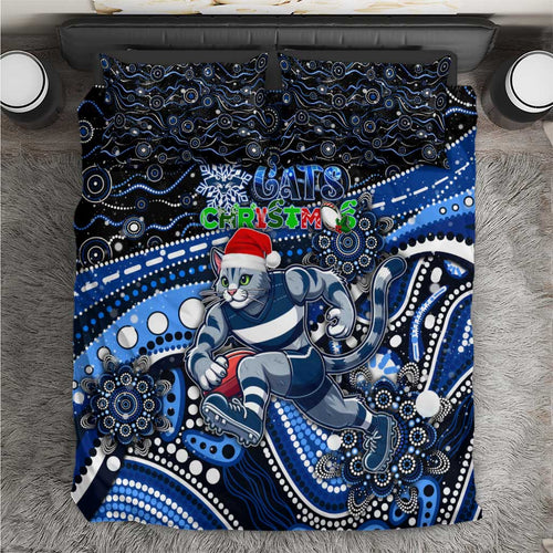 Merry Christmas AFL Cats Bedding Set Aboriginal Santa Football Mascot