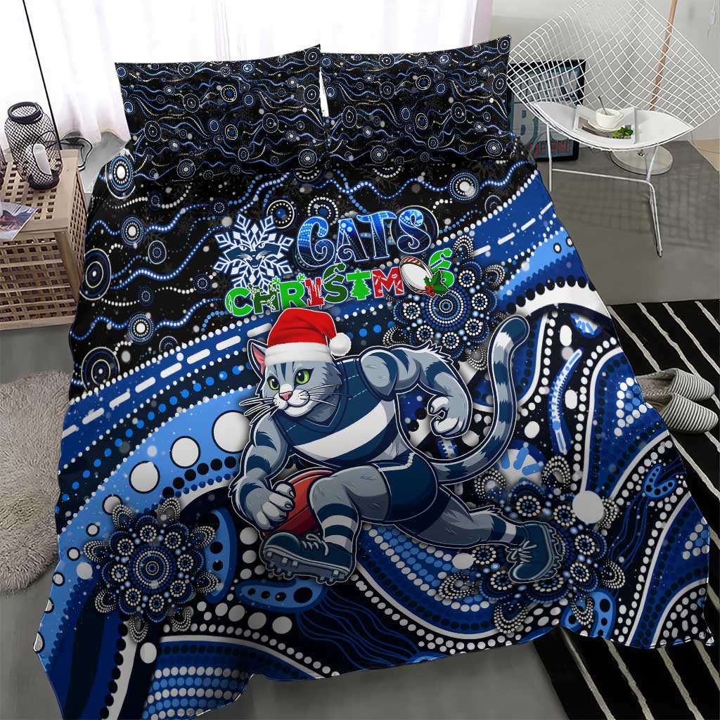 Merry Christmas AFL Cats Bedding Set Aboriginal Santa Football Mascot