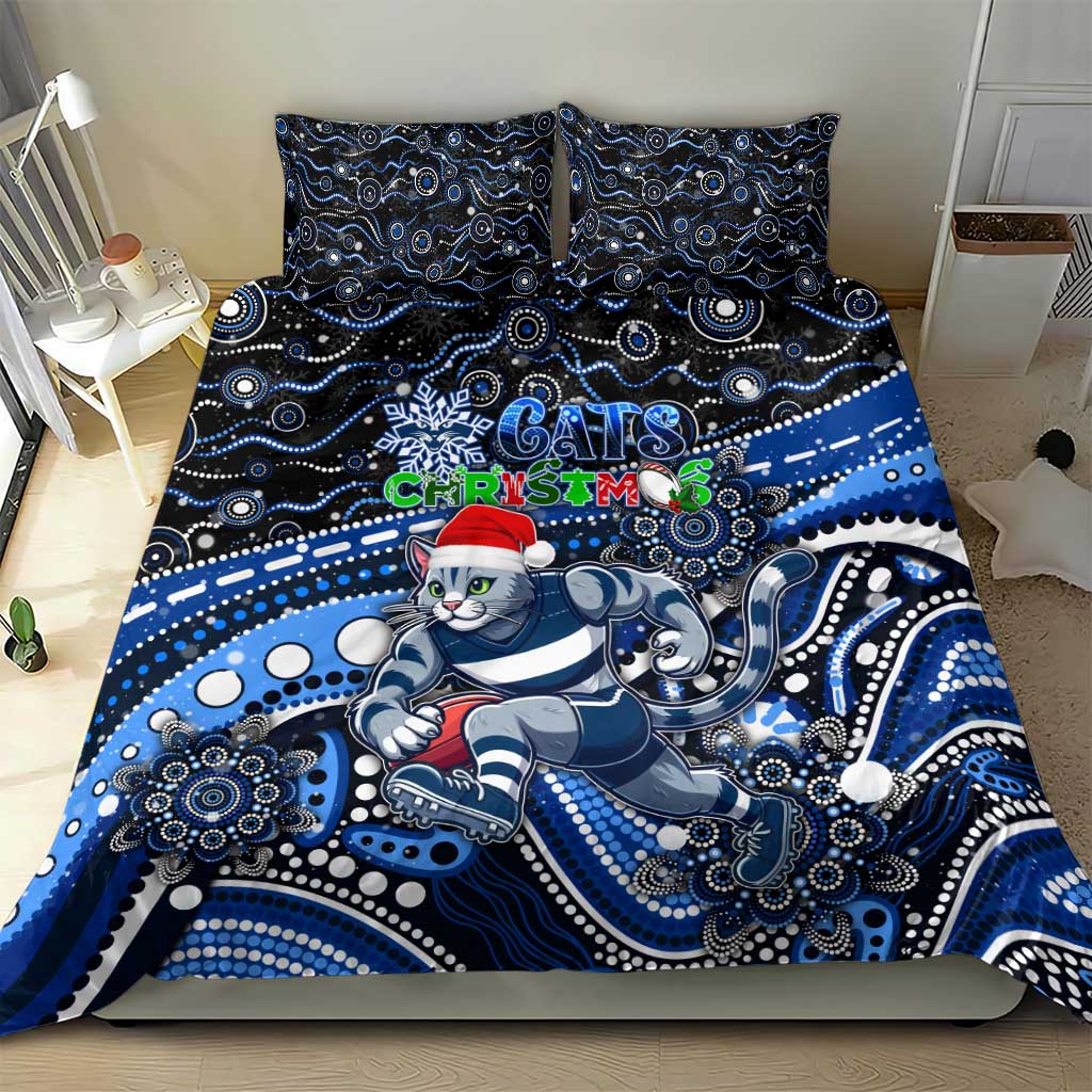 Merry Christmas AFL Cats Bedding Set Aboriginal Santa Football Mascot
