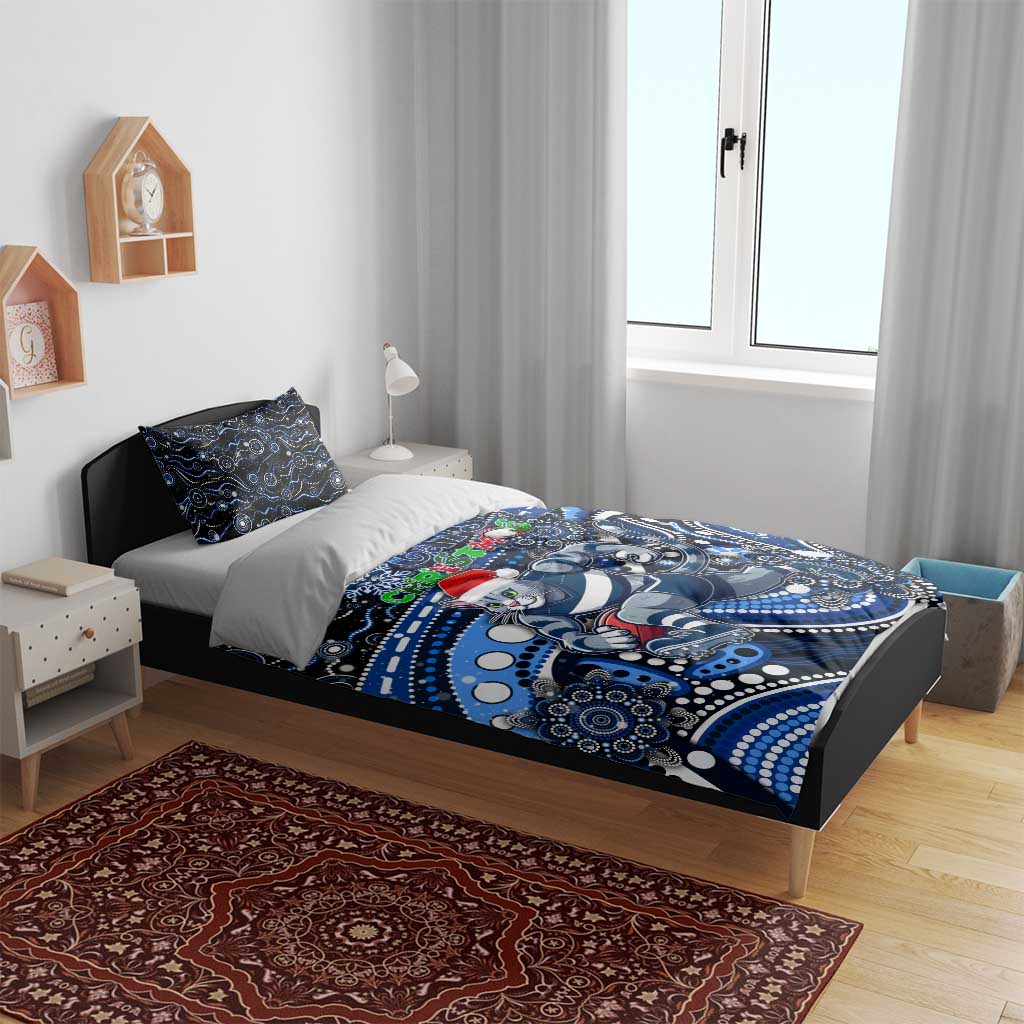 Merry Christmas AFL Cats Bedding Set Aboriginal Santa Football Mascot