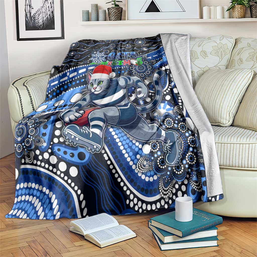 Merry Christmas AFL Cats Blanket Aboriginal Santa Football Mascot