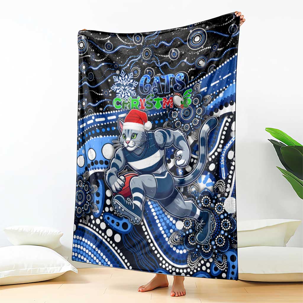 Merry Christmas AFL Cats Blanket Aboriginal Santa Football Mascot