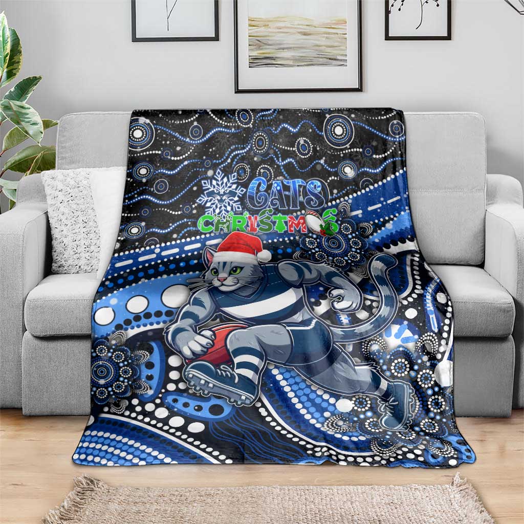 Merry Christmas AFL Cats Blanket Aboriginal Santa Football Mascot