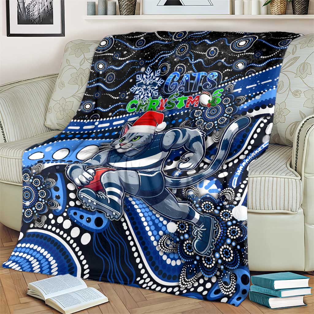 Merry Christmas AFL Cats Blanket Aboriginal Santa Football Mascot