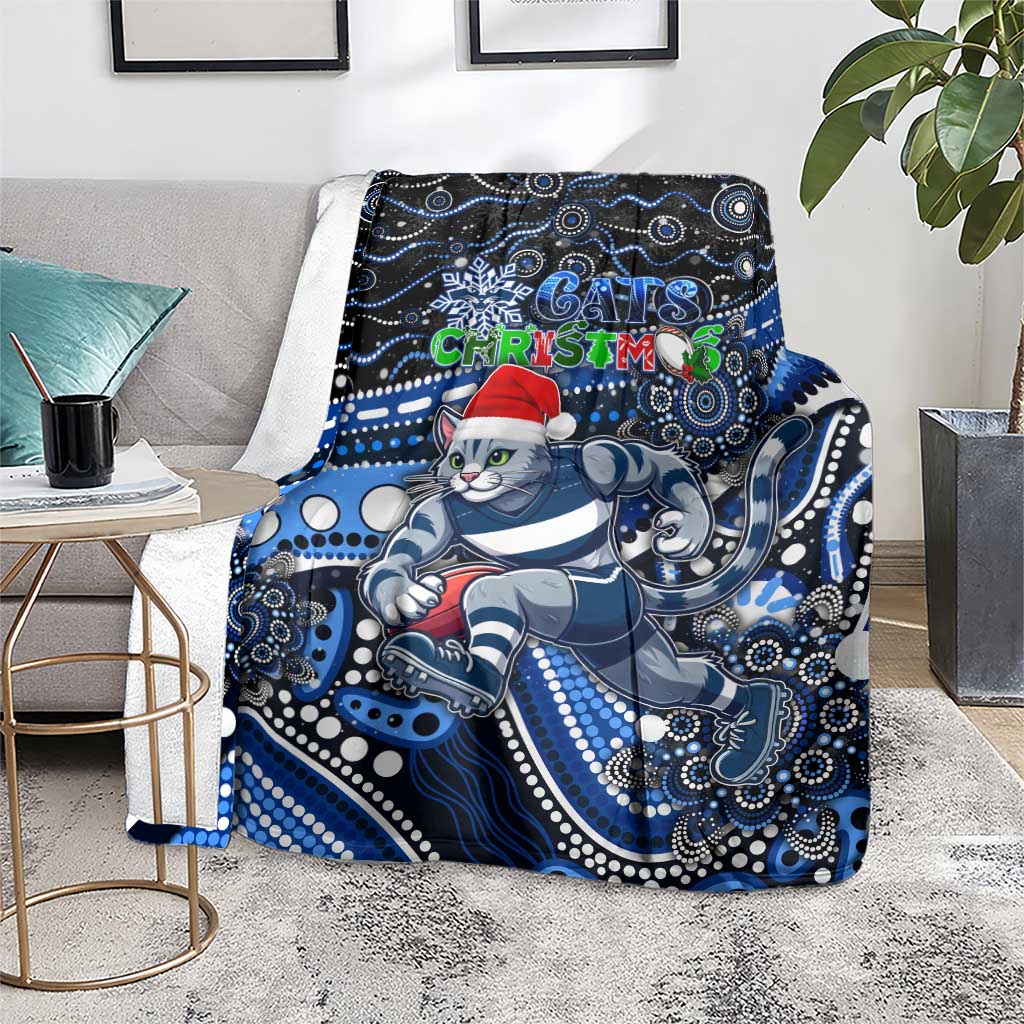 Merry Christmas AFL Cats Blanket Aboriginal Santa Football Mascot