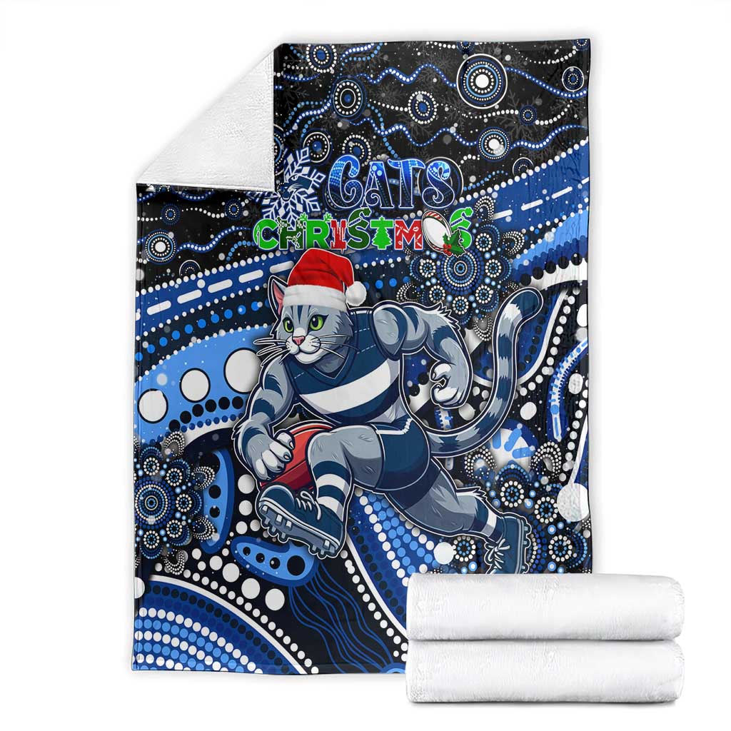 Merry Christmas AFL Cats Blanket Aboriginal Santa Football Mascot