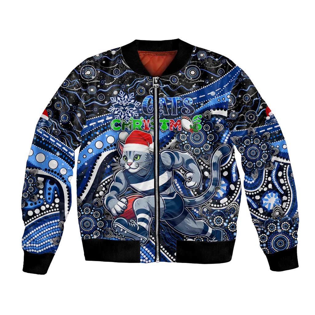 Merry Christmas AFL Cats Bomber Jacket Aboriginal Santa Football Mascot