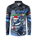 Merry Christmas AFL Cats Button Sweatshirt Aboriginal Santa Football Mascot