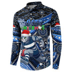 Merry Christmas AFL Cats Button Sweatshirt Aboriginal Santa Football Mascot