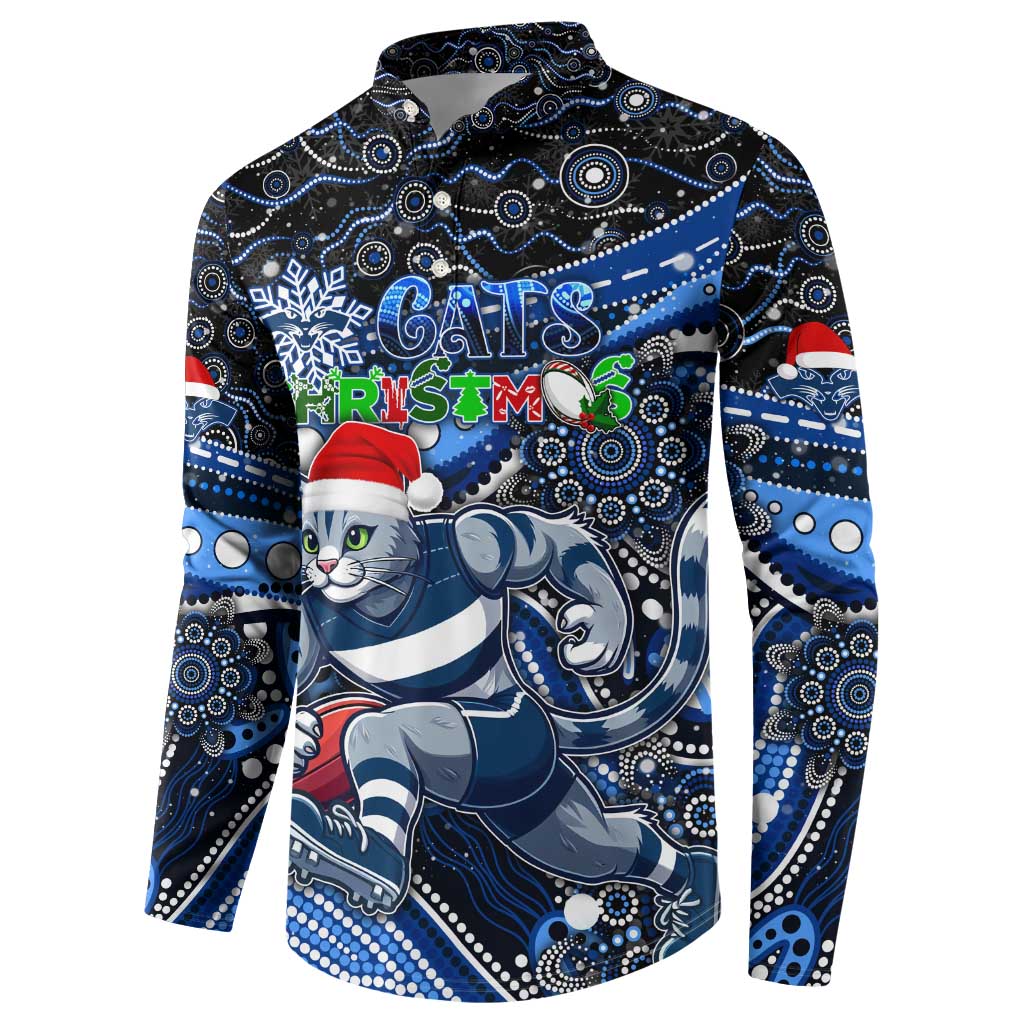 Merry Christmas AFL Cats Button Sweatshirt Aboriginal Santa Football Mascot
