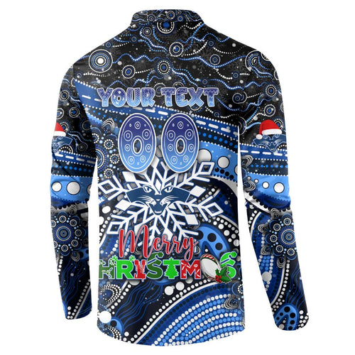 Merry Christmas AFL Cats Button Sweatshirt Aboriginal Santa Football Mascot